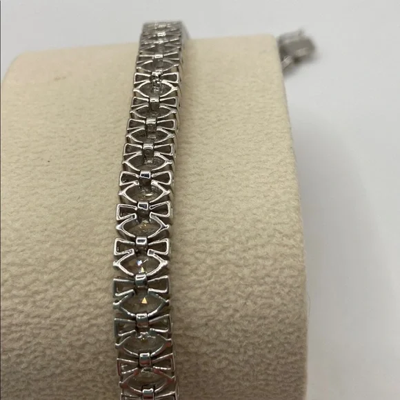 Victoria Wieck Sterling Silver 925 Simulated Diamond Marquise Baguette Bracelet - Picture 9 of 10